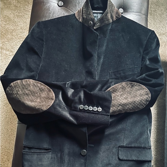 GUCCI Man’s black corduroy jacket w/ brown leather textured collar and elbows - Picture 8 of 17